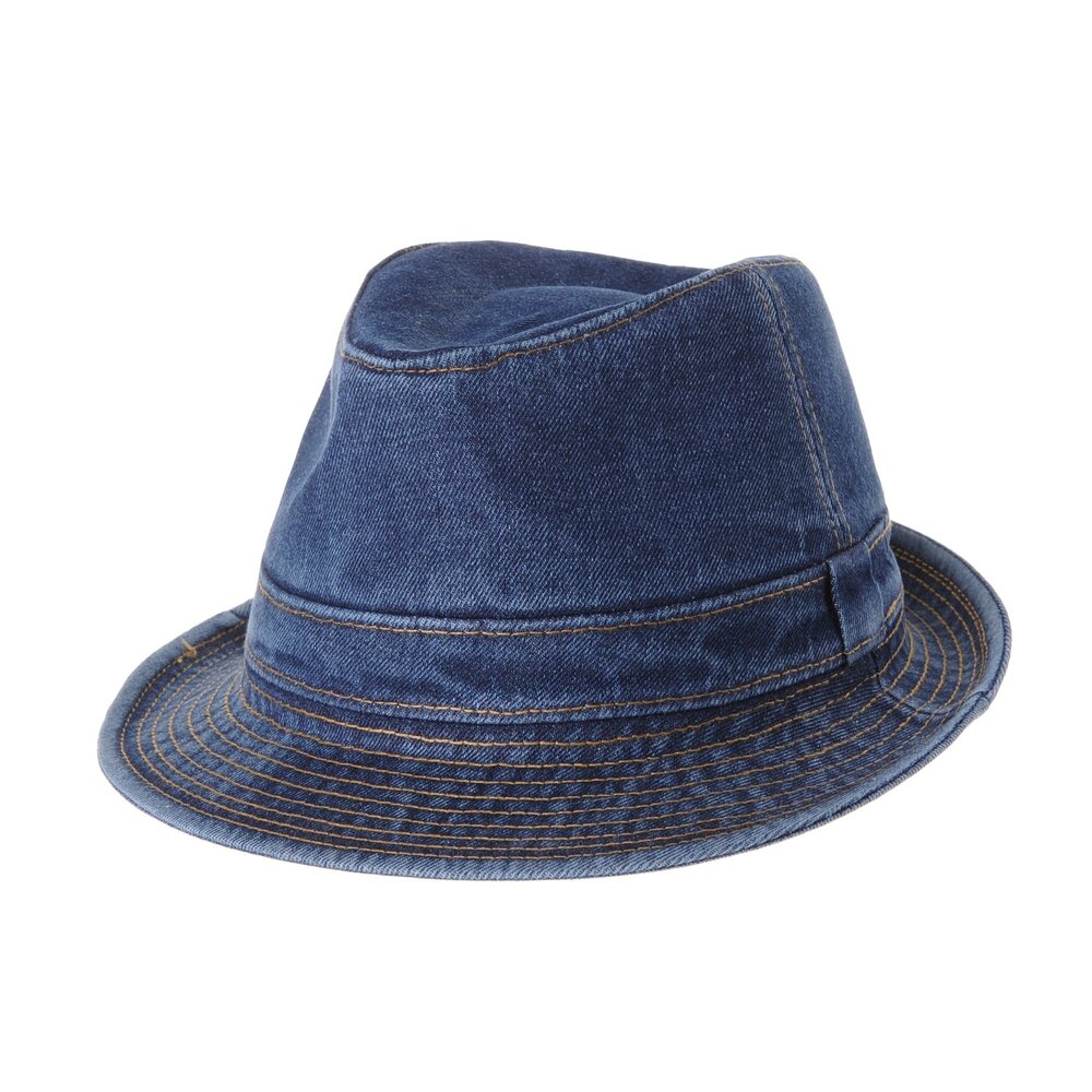 7515 Denim Bucket Hat Plain Stitch Washed Short Brim Packable Fedora Cap